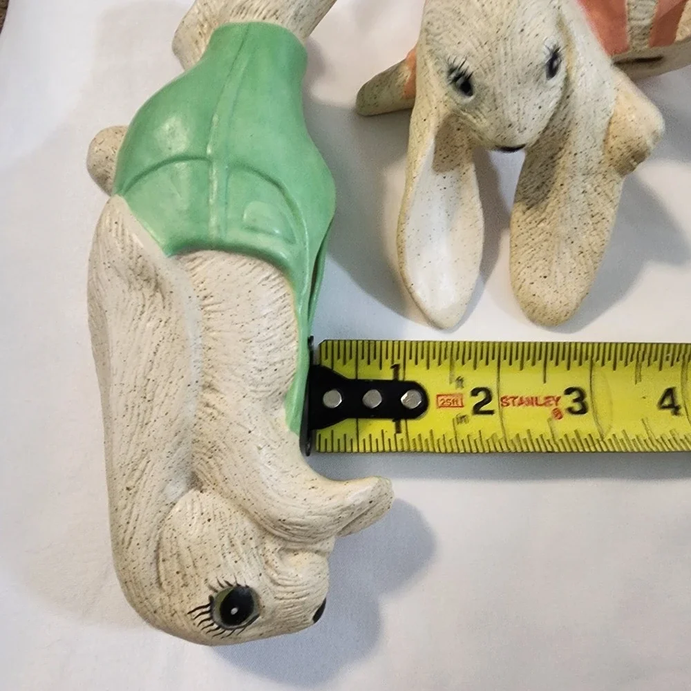Lot Of 2 Vintage Ceramic Hanging Floppy-Ear Bunny Grannycore, Cottage